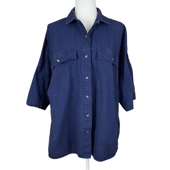 Everlane The Cotton Tourist Shirt Size L Blue Button-up Oversized Half Sleeves - Picture 1 of 6